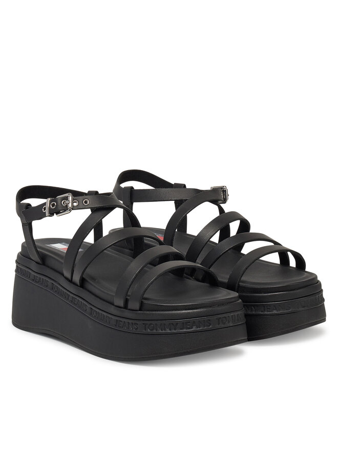 Tommy Jeans Sandalen Tommy Jeans Tjw Wedgy Strappy Sandal EN0EN02756 Schwarz