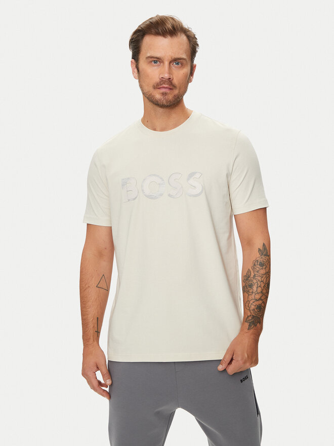 BOSS Boss Футболка Jagged 1 50519365 Écru Relaxed Fit