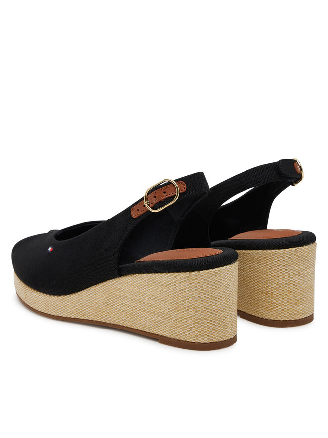 Tommy Hilfiger Espadrillas Tommy Hilfiger Flag Mid Wedge Espad Slingback FW0FW08595 Nero