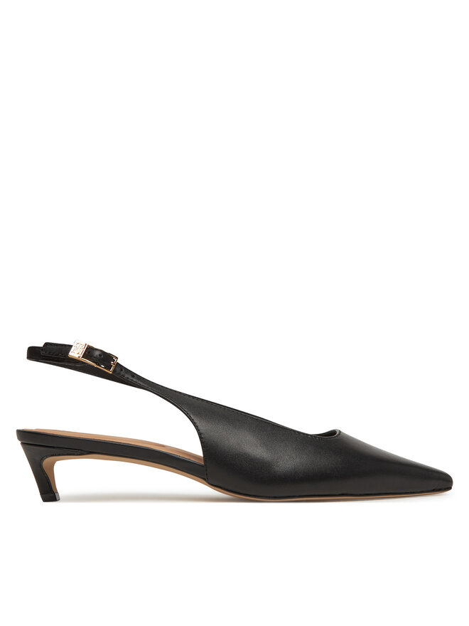 Tommy Hilfiger Sandali Tommy Hilfiger Squared Toe Kitten Slingback FW0FW08711 Črna