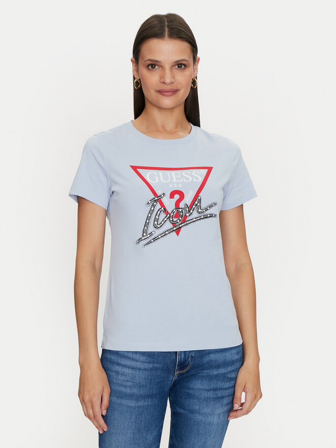 Guess Guess Marškinėliai Icon W4YI32 I3Z14 Mėlyna Regular Fit