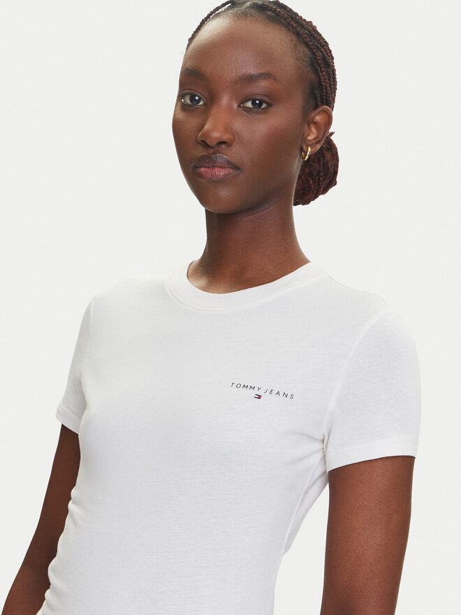 Tommy Jeans Tommy Jeans Marškinėliai Linear DW0DW21164 Écru Slim Fit