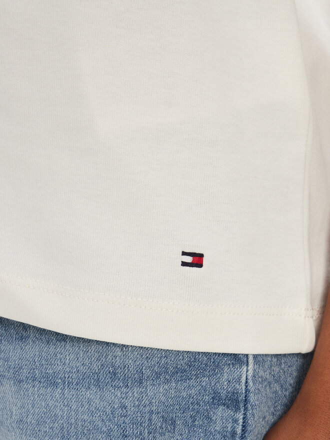 Tommy Hilfiger Tommy Hilfiger T-Shirt Gold Button WW0WW45628 Λευκό Regular Fit