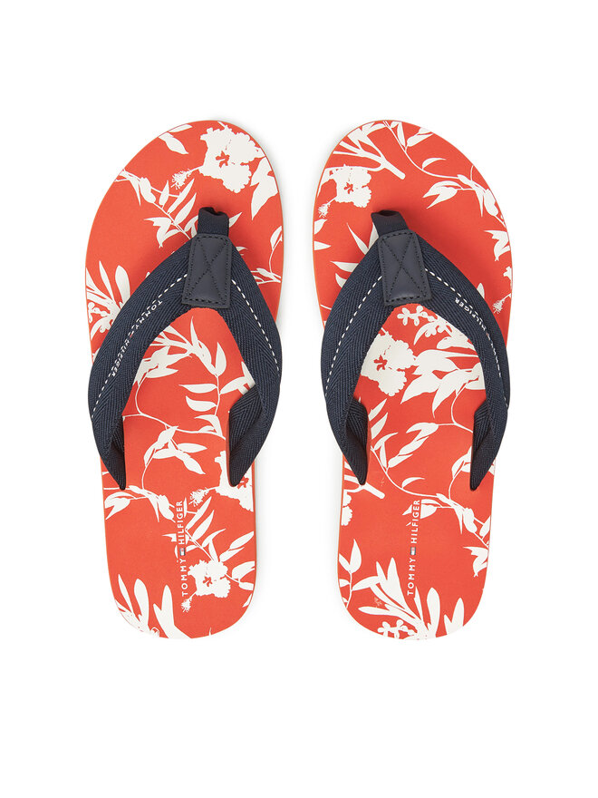 Tommy Hilfiger Žabky Tommy Hilfiger Hilfiger Flw Print Beach Sandal FM0FM05507 Tmavomodrá