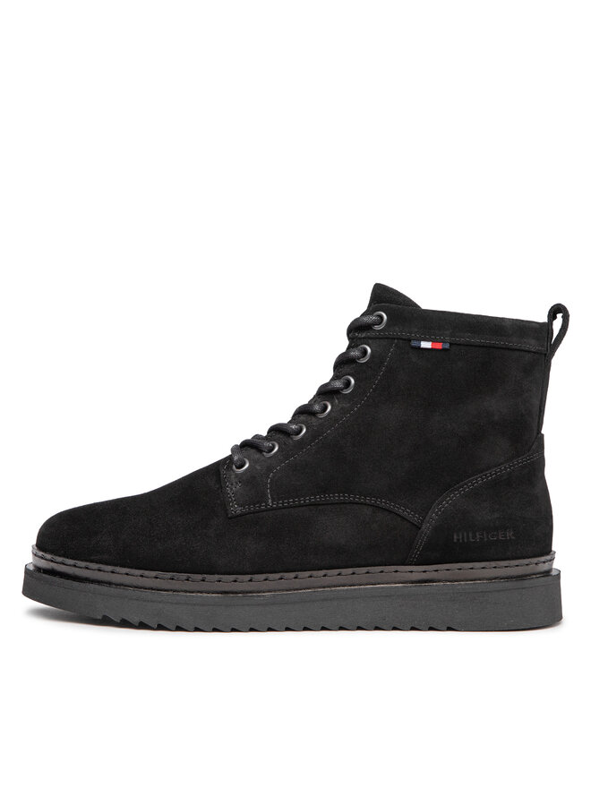 Tommy Hilfiger Kozaki Tommy Hilfiger Hilfiger Cleated Suede Boot FM0FM04191 Czarny