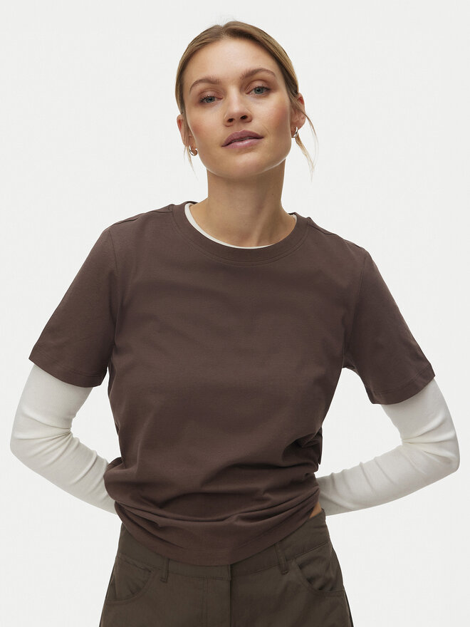 Vero Moda Vero Moda T-Shirt Paulina 10316991 Braun Regular Fit