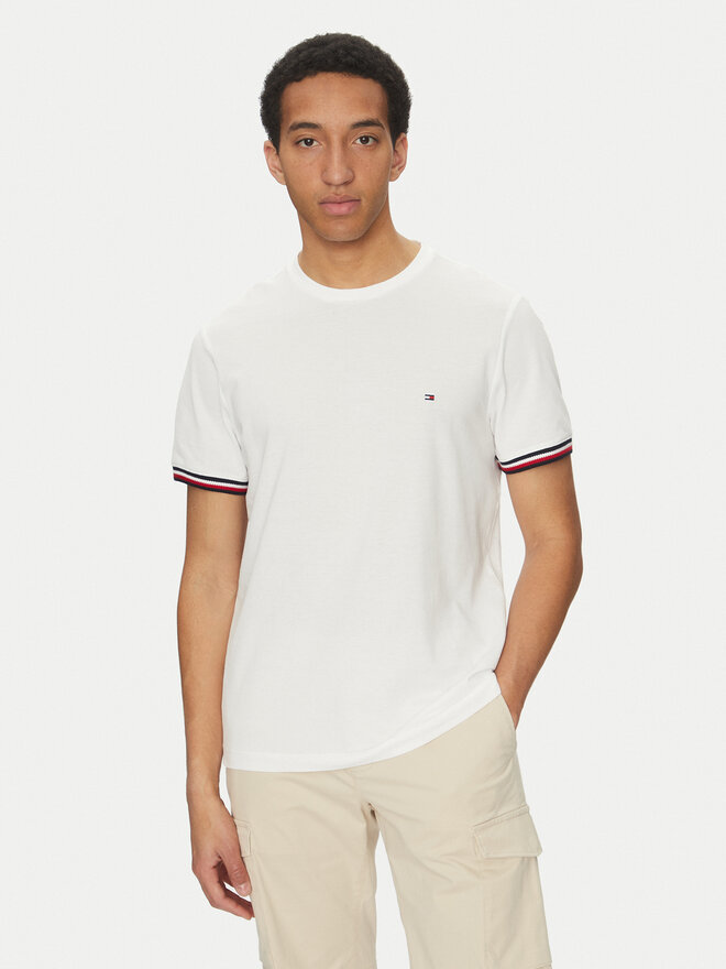 Tommy Hilfiger Tommy Hilfiger Camiseta Global Stripe MW0MW38630 Blanco Regular Fit