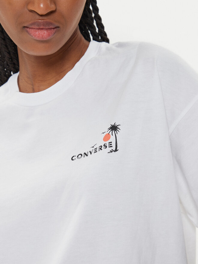 Converse Converse Marškinėliai W Beach Scenentee 10026378-A01 Balta Regular Fit