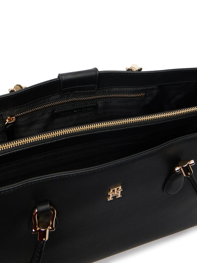 Tommy Hilfiger Handtasche Tommy Hilfiger Th Grace Satchel AW0AW18750 Schwarz