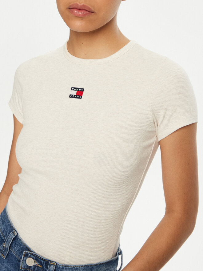 Tommy Jeans Tommy Jeans Marškinėliai DW0DW20463 Smėlio Slim Fit
