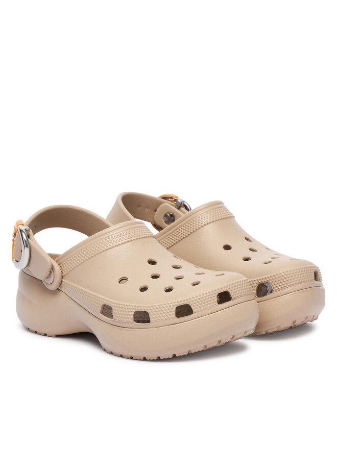 Crocs Pantoletten Crocs Classic Platform Buckle Clog 213230 Beige