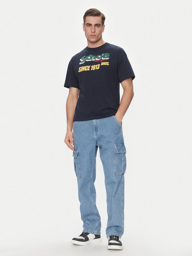 SCHOTT N.Y.C. SCHOTT N.Y.C. Camiseta TSTRAVIS Azul marino Regular Fit
