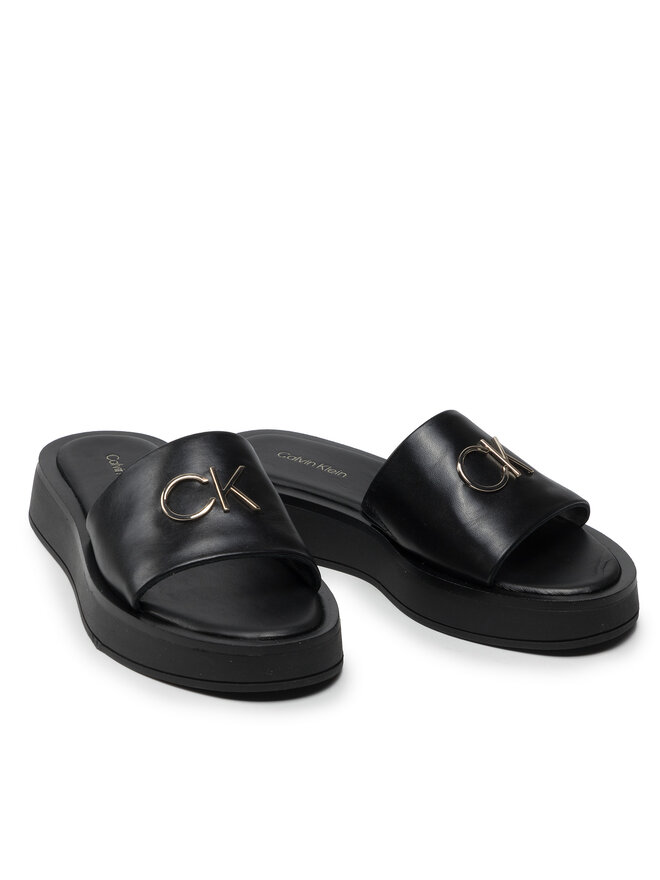Calvin Klein Pantoletten Calvin Klein Flatform Slide W/Hdw HW0HW01158 Schwarz
