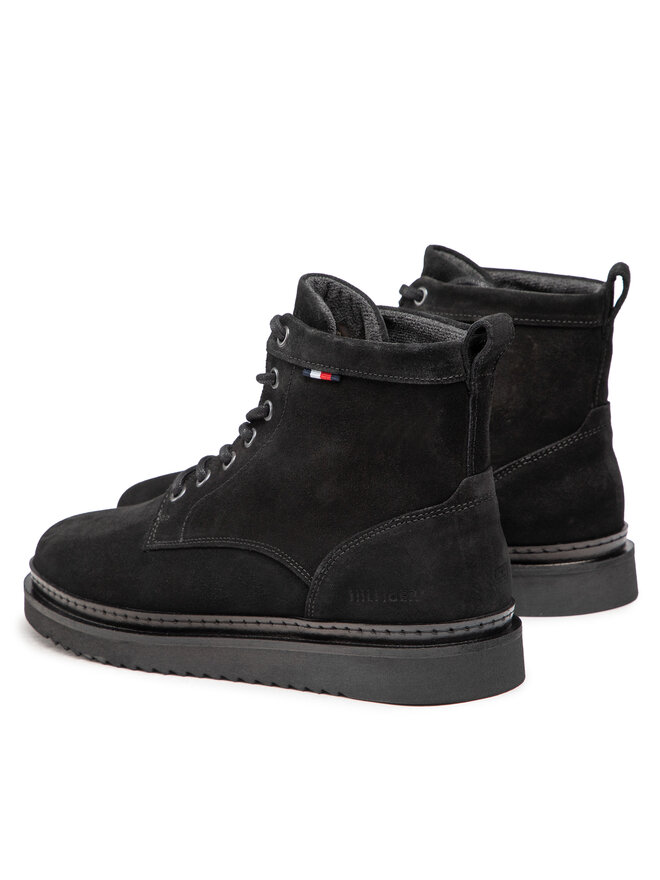 Tommy Hilfiger Kozačky Tommy Hilfiger Hilfiger Cleated Suede Boot FM0FM04191 Černá