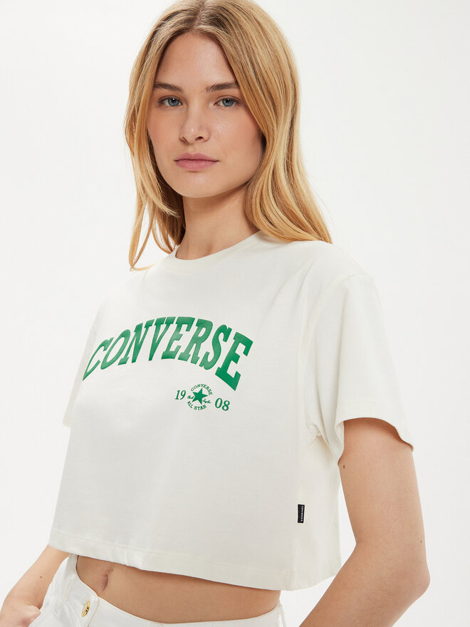 Converse Converse Camiseta W Retro Chuck Cropped Tee 10027151-A03 Écru Regular Fit