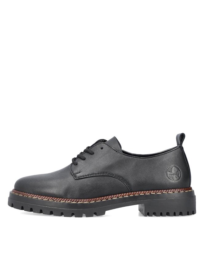 Chaussures Rieker Homme - Modèle 14402 - Oxford Plat En Cuir - Semelle Caoutchouc - Confort Anti-stress - 8