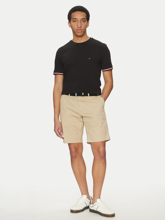 Tommy Hilfiger Tommy Hilfiger Majica Global Stripe MW0MW38630 Črna Regular Fit