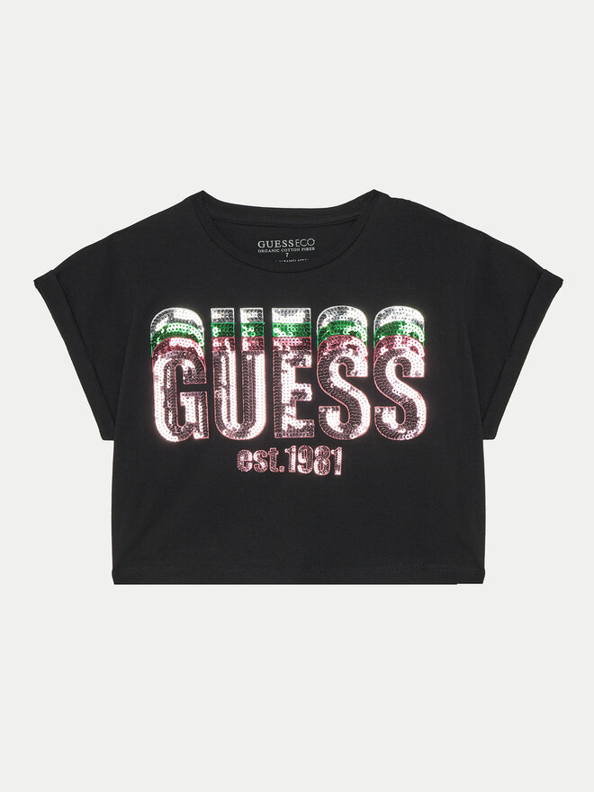 Guess Guess Marškinėliai J5RI10 K8HM4 Juoda Regular Fit