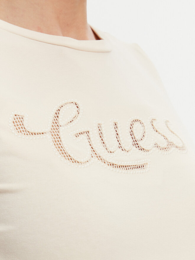 Guess Guess Camiseta W5GI47 KA0Q1 Écru Slim Fit
