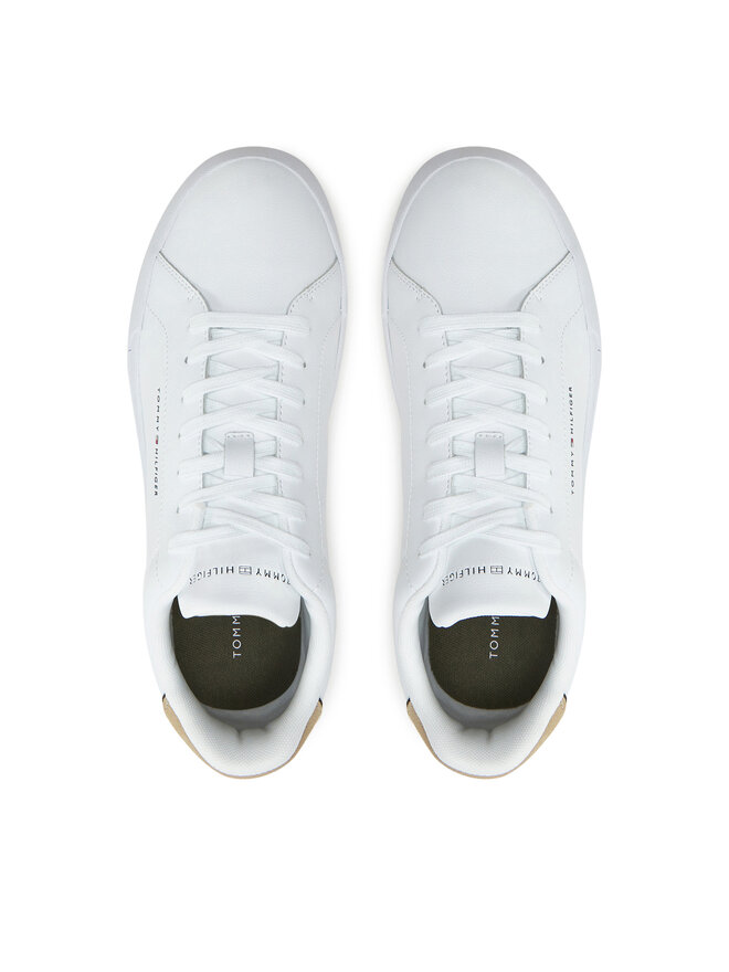 Tommy Hilfiger Sneakersy Tommy Hilfiger Th Court Lth Detail Ess FM0FM05367 Biały
