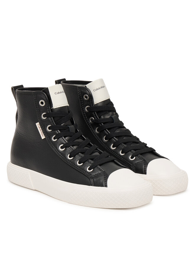 Calvin Klein Sneakers aus Stoff Calvin Klein Vulc Lace Up Hightop Lth HW0HW03076 Schwarz