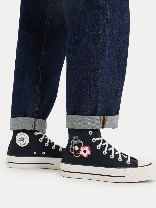 Converse Modne superge Converse Chuck Taylor All Star Lift Platform Floral Patchwork A15534C Črna