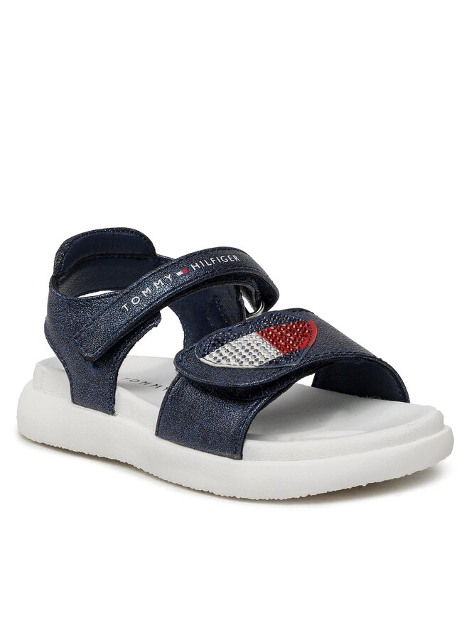 Tommy Hilfiger Σανδάλια Tommy Hilfiger Strass Heart Velcro Sandal T1A2-32752-1367 S Σκούρο μπλε