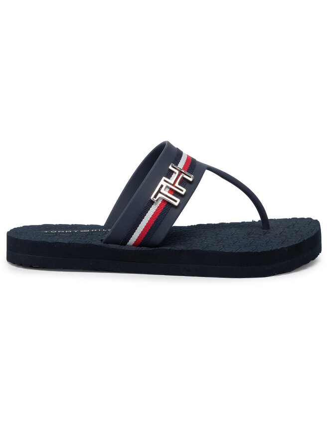 Tommy Hilfiger Zehentrenner Tommy Hilfiger Hardware Detail Beach Thong FW0FW04370 Dunkelblau