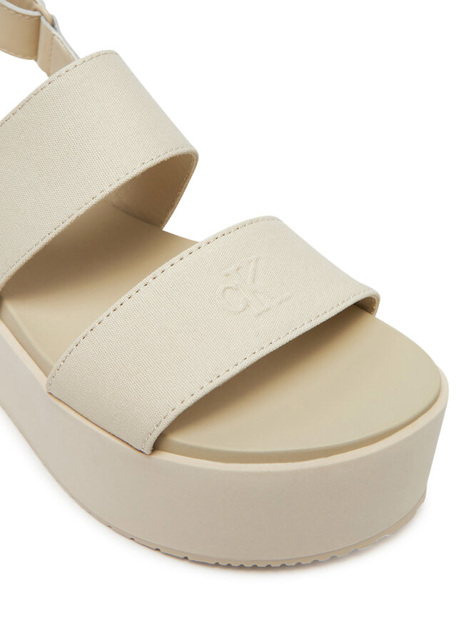 Calvin Klein Jeans Sandały Calvin Klein Jeans Flatform Sandal Sling In YW0YW01788 Écru