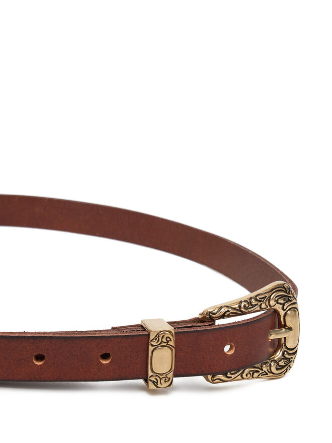 ONLY Pasek Damski ONLY Onlty Slim Leather Wester Jeans Belt Acc 15338269 Brązowy