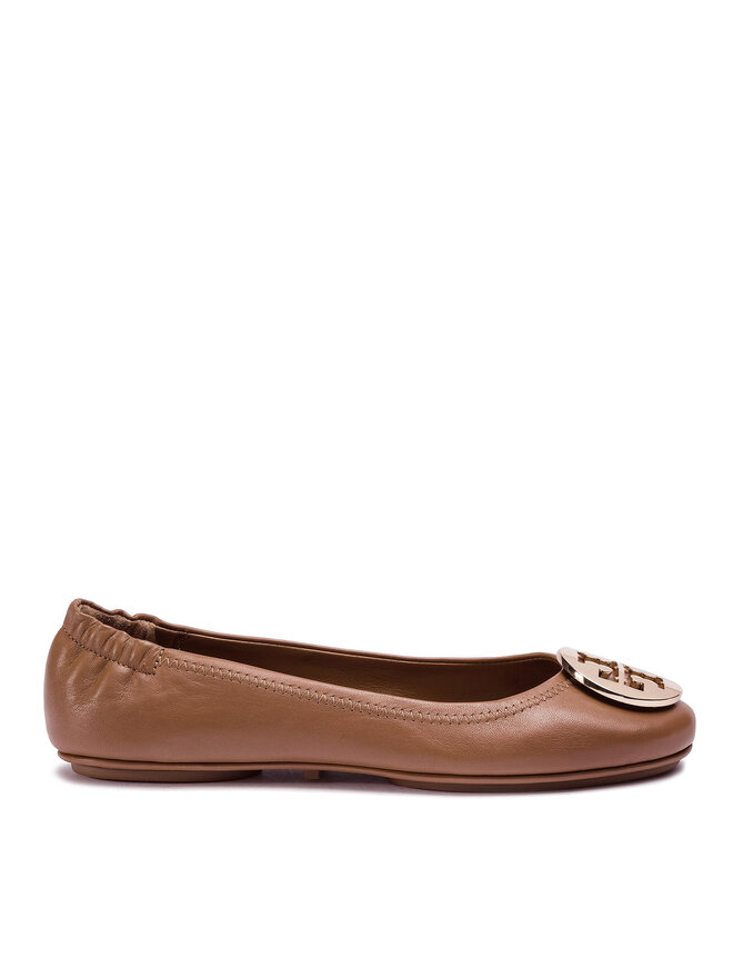 Ballerine Tory Burch Minnie Travel Ballet With Metal Logo 50393 Marrone escarpe