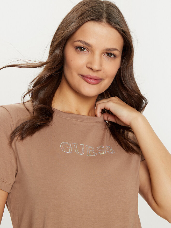 Guess Guess Marškinėliai V3BI11 J1314 Ruda Regular Fit