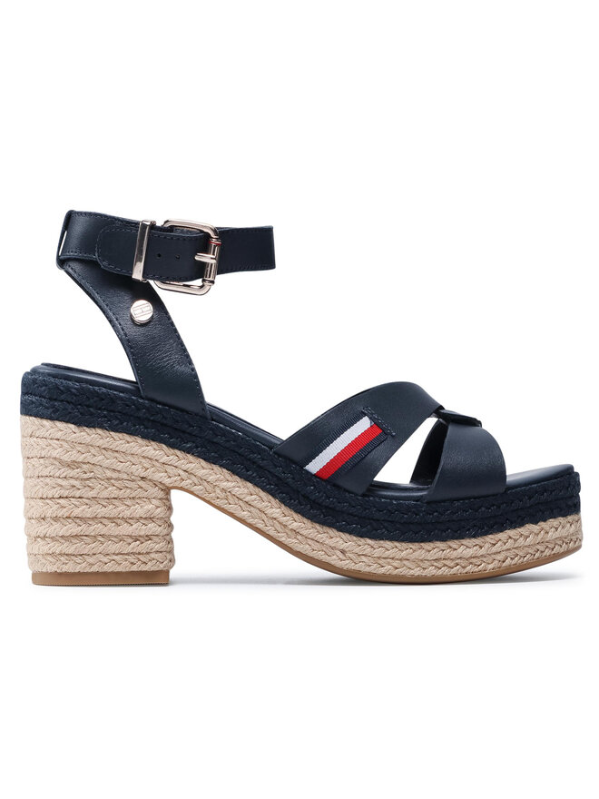 Tommy Hilfiger Εσπαντρίγιες Tommy Hilfiger Th Interlace Mid Heel Sandal FW0FW05609 Σκούρο μπλε