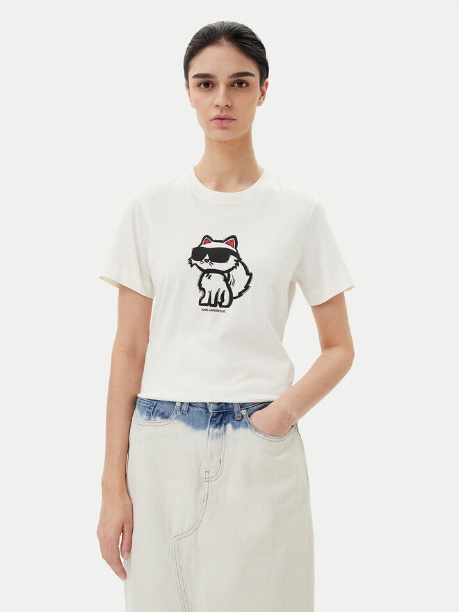 KARL LAGERFELD KARL LAGERFELD Camiseta A1W17128 Écru Regular Fit