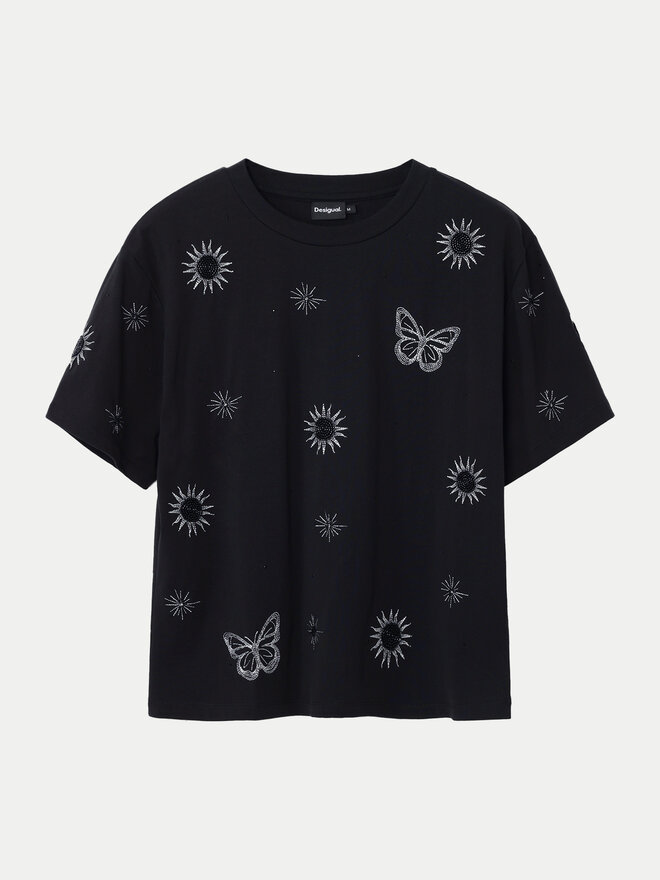 Desigual Desigual Marškinėliai Tarot 24WWTK96 Juoda Regular Fit
