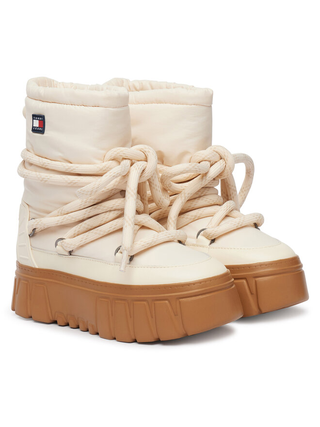Tommy Jeans Schneeschuhe Tommy Jeans Tjw Platform Nylon Snowboot Wl EN0EN03163 Creme