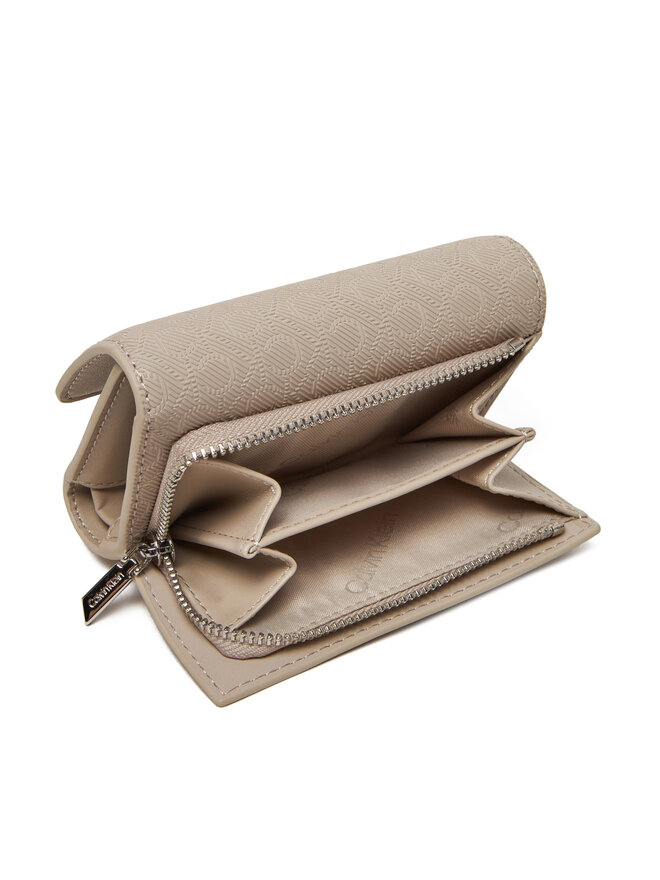 Calvin Klein Sieviešu maks Calvin Klein Ck Must Aop Small Trifold W Zip LV04F1038G Bēšs