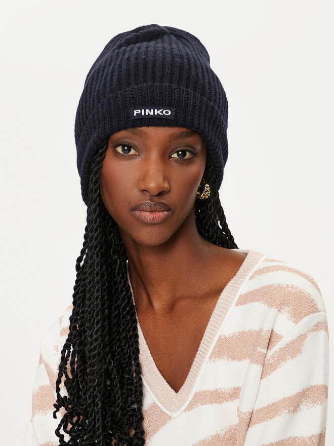 PINKO Σκούφος Pinko Lambkin Cuffia AI 24-25 BLK01 104489 A1CH Σκούρο μπλε
