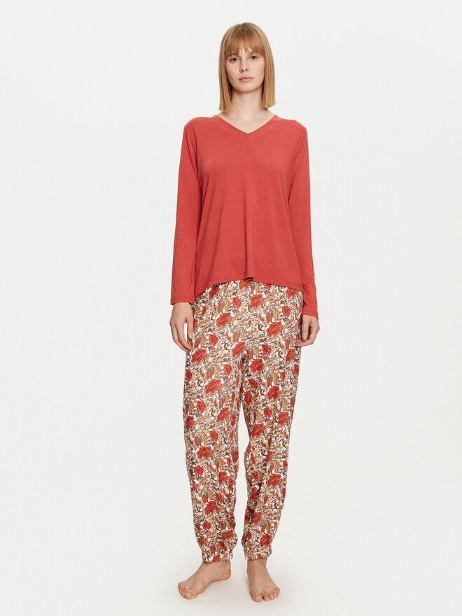 Selmark Selmark Pijama Flores P6973 Naranja Regular Fit