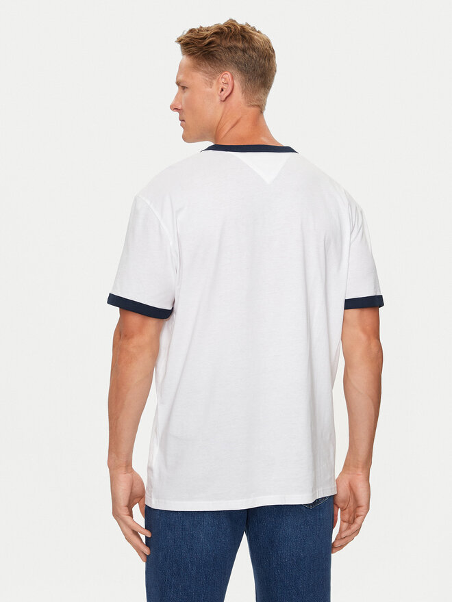 Tommy Jeans Tommy Jeans Marškinėliai Flag Ringer DM0DM19730 Balta Slim Fit
