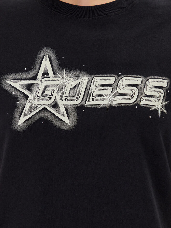 Guess Guess Marškinėliai V5GI12 K9RM1 Juoda Boxy Fit