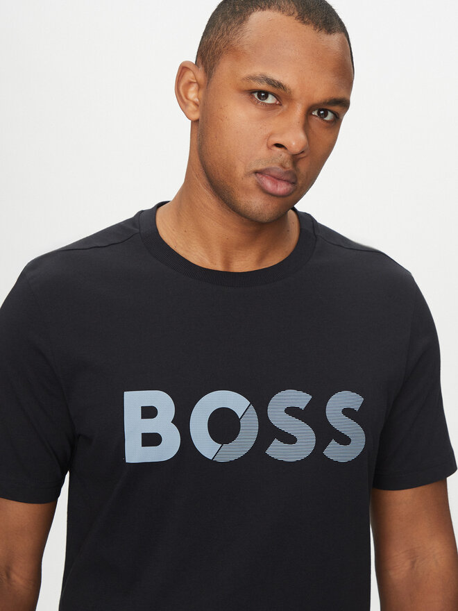 BOSS BOSS Póló Tape Logo 50530990 Sötétkék Regular Fit