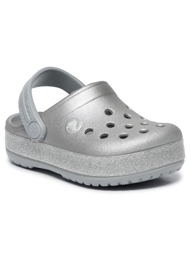 Pantoletten Crocs Crocband Glitter Clog K 205936 Silberfarben eschuhe