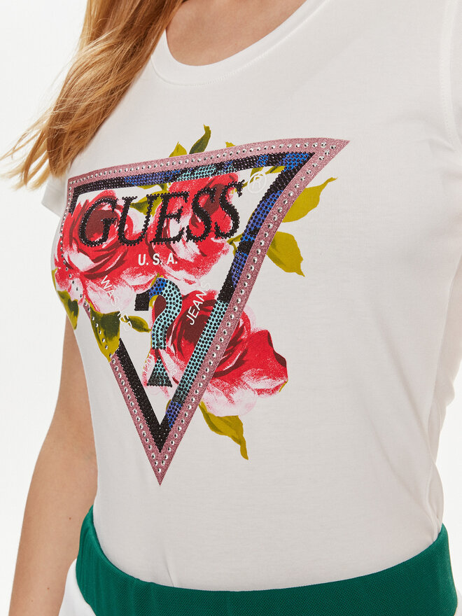Guess Guess Marškinėliai W4YI71 J1314 Balta Regular Fit