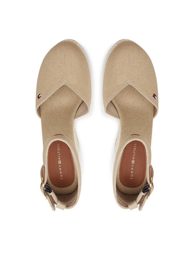 Tommy Hilfiger Halbschuhe Tommy Hilfiger Flag High Wedge Espad Closed Toe FW0FW08494 Beige