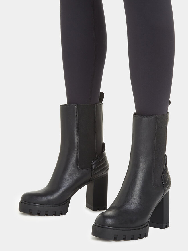 Calvin Klein Jeans Čizme Calvin Klein Jeans Platform Chelsea Lth Wn YW0YW01140 Crna