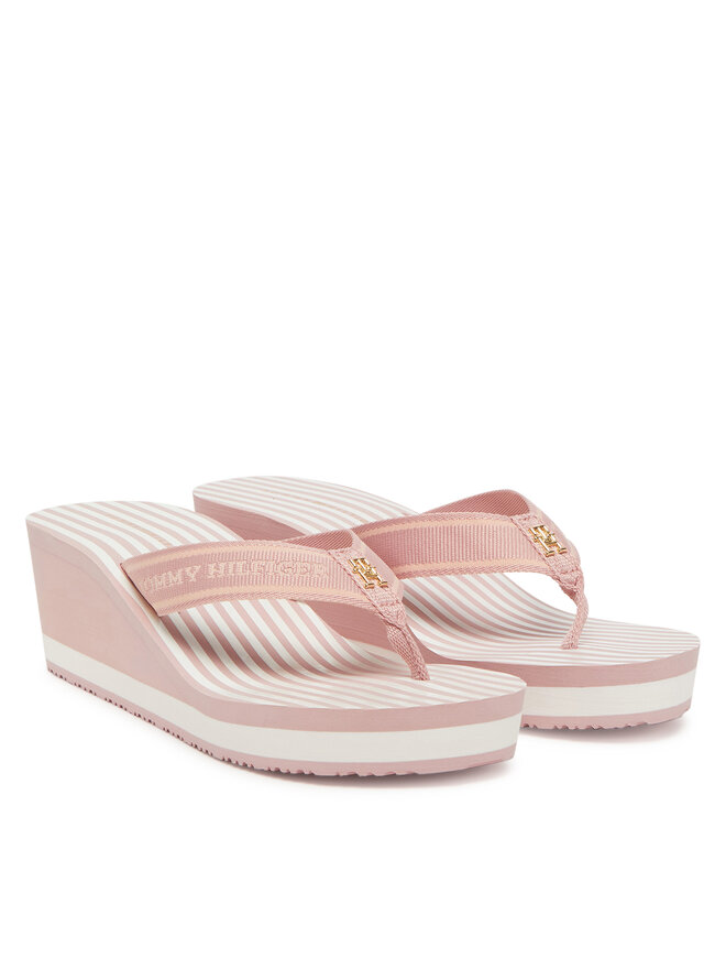 Tommy Hilfiger Japonki Tommy Hilfiger Th Stripes Wedge Beach Sandal FW0FW08521 Różowy