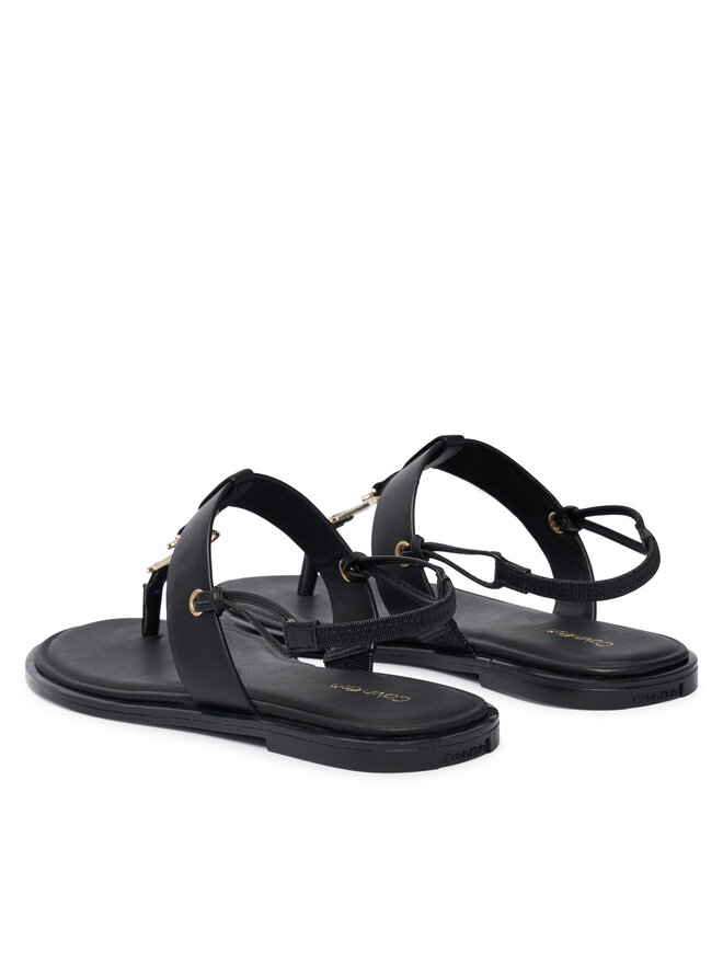 Calvin Klein Sandalen Calvin Klein Round Flat Sndl Thong Lth Hdw HW0HW02926 Schwarz