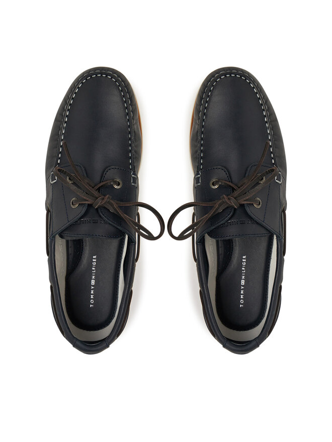 Tommy Hilfiger Pantofi Tommy Hilfiger Th Boat Shoe Core Lth FM0FM05569 Bleumarin