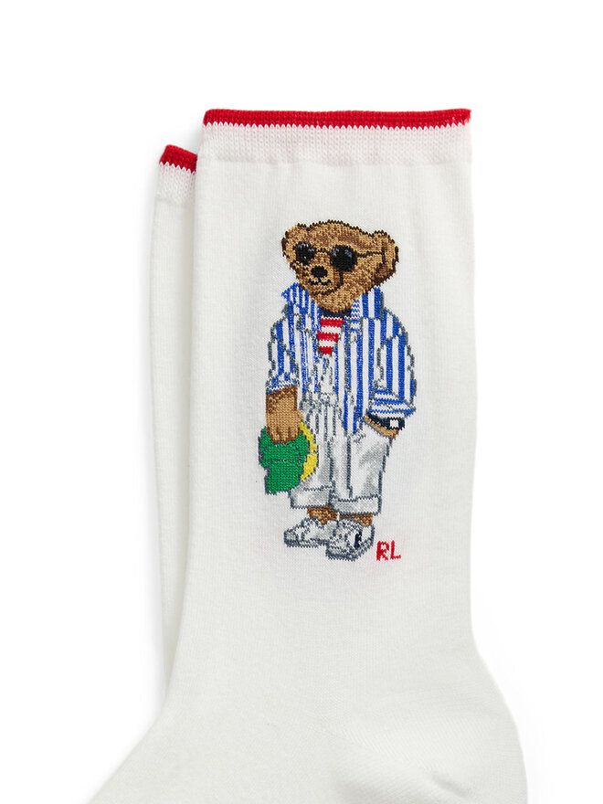 Polo Ralph Lauren Skarpety wysokie damskie Polo Ralph Lauren 455968668001 Biały